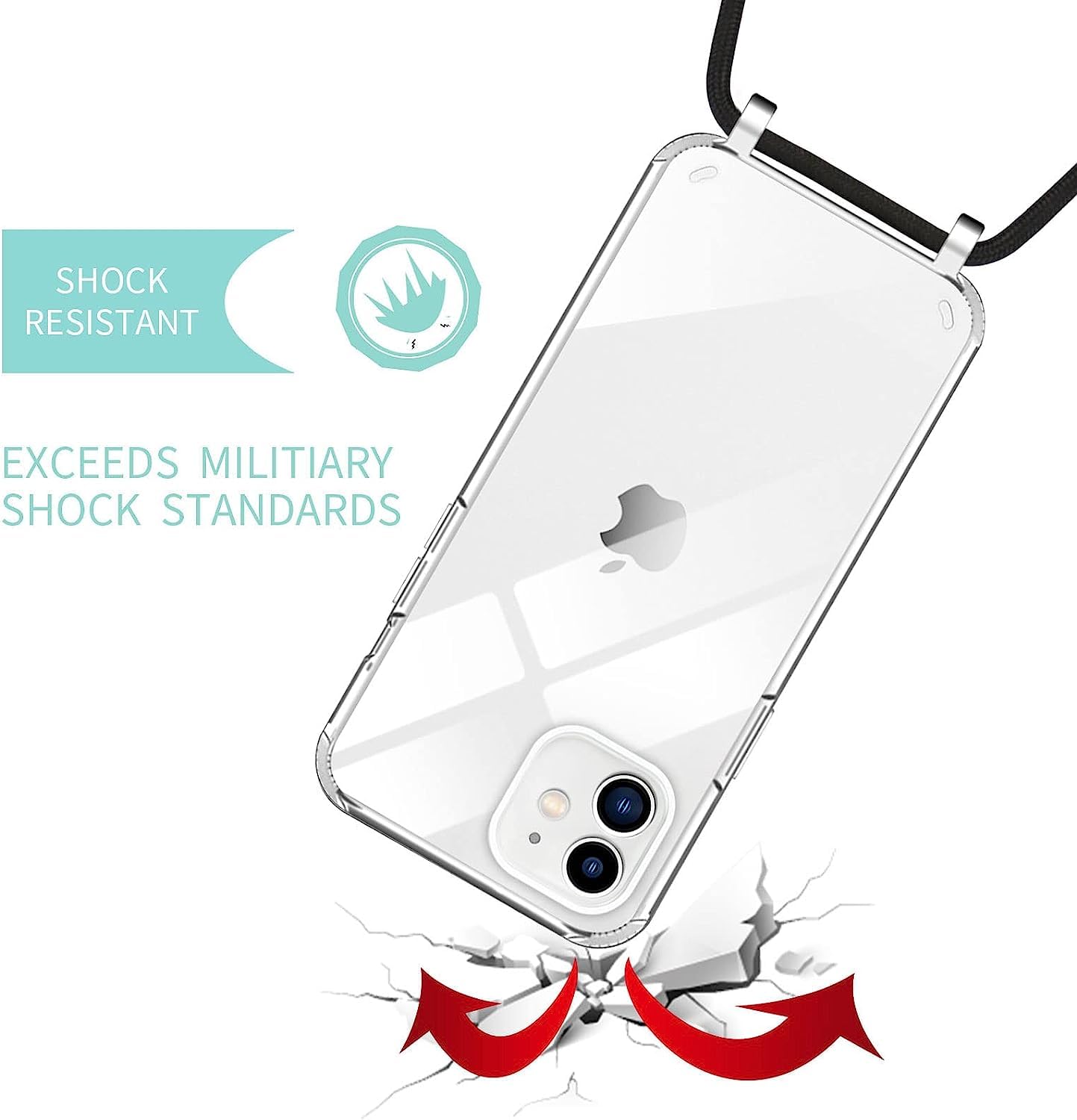 Tybiky Custodia per iPhone 11 Pro Marmo Glitter Necklace Custodia removibile con cordino da appendere Custodia in silicone con custodia da appendere Compatibile con iPhone 11 Pro.Marmor16