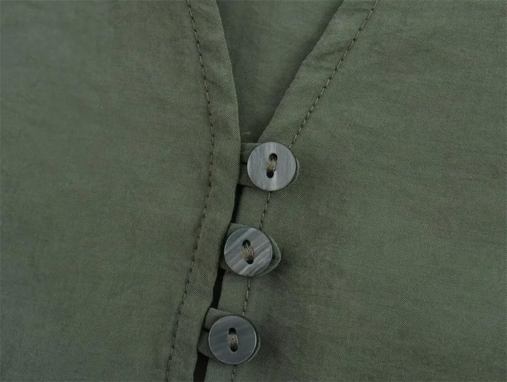 Blusas para mujer, con cuello en V, estilo casual, manga larga, con botones, holgadas