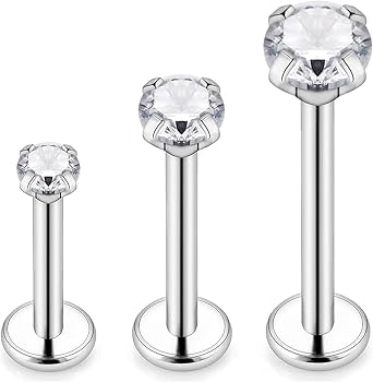FunnAura 3PCS Titanium Nose Stud, Hypoallergenic Nose Piercing Stud6mm,8mm,10mm