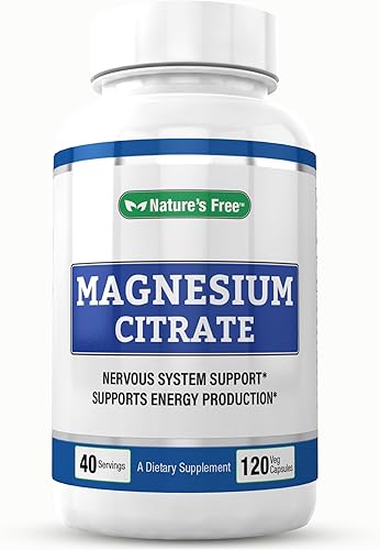 Miniatura 1 de Citrato de magnesio libre de la naturaleza 2667mg que produce 400mg de alta potencia 120 cápsulas vegetales