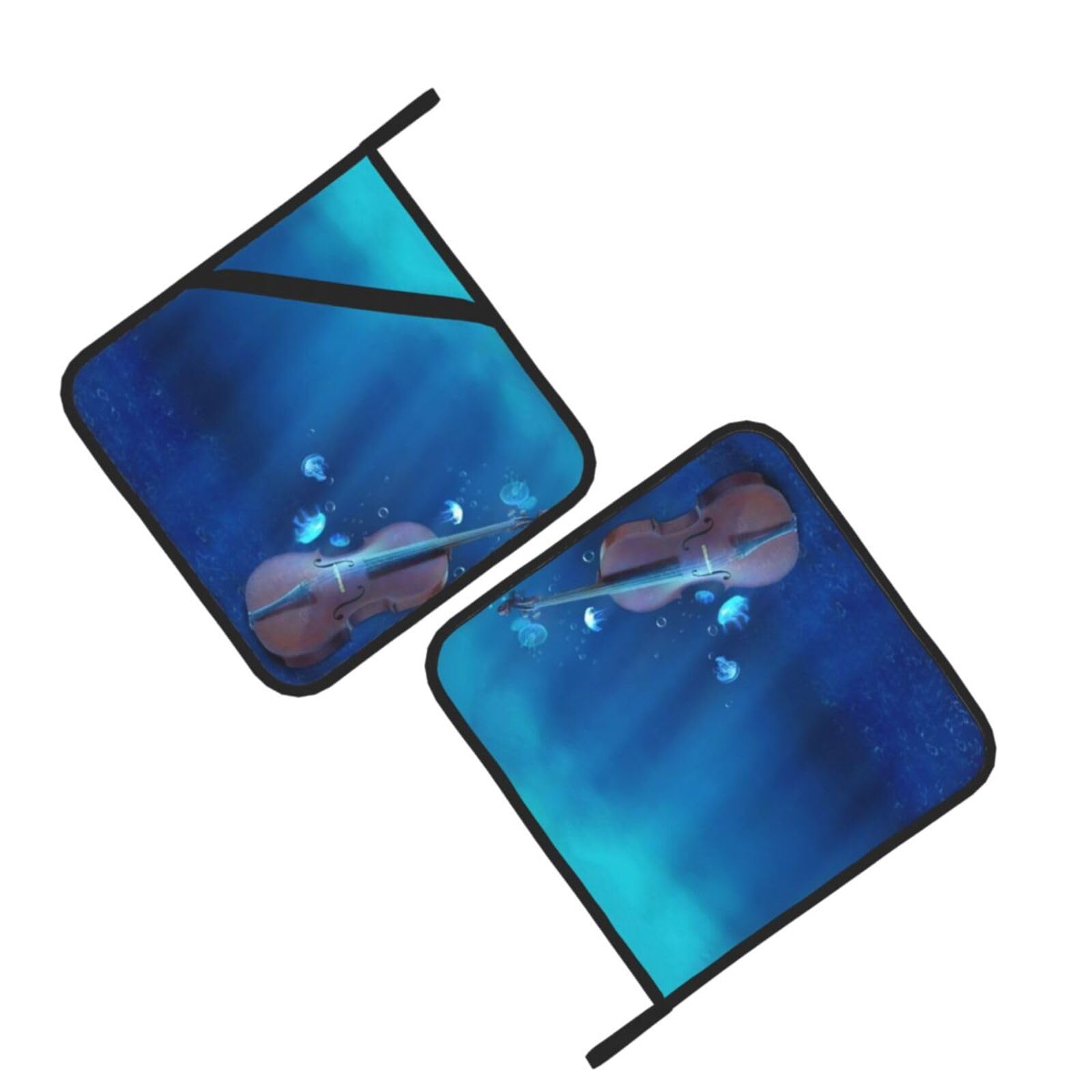 Violin Poster Printed Oven Pot Holders Set of 2 Pcs Heat Resistant Kitchen Microwave Potholders for Cooking Baking Grilling
