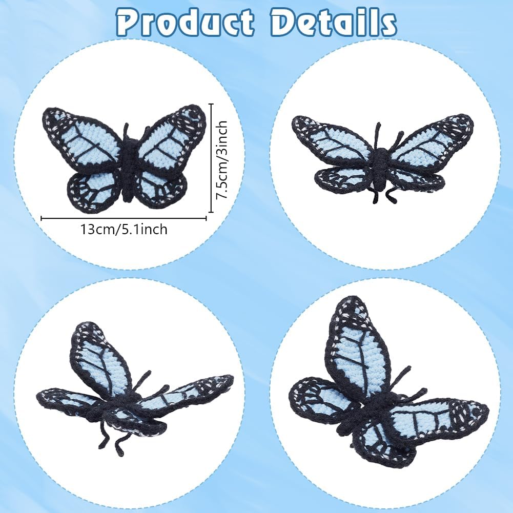 FREEBLOSS 4 Set Crochet Butterfly Kit Crochet Animal Kit Crochet Starter Kit with Video Tutorial Crochet Kit for Beginners Adults Butterfly Decorations