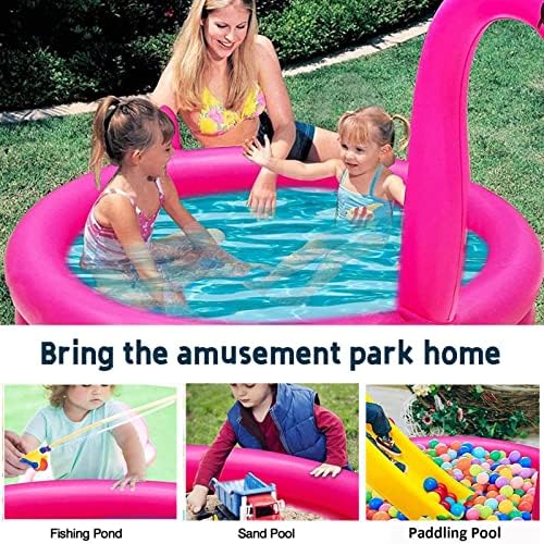 Swan Inflatable Paddling Pool, Three Ring Swimming Pool for Kids, 130*130*120cm Indoor & Outdoor Extra Large Garden Summer Baby Pool Toys for Kids /Toodlers /Dogs