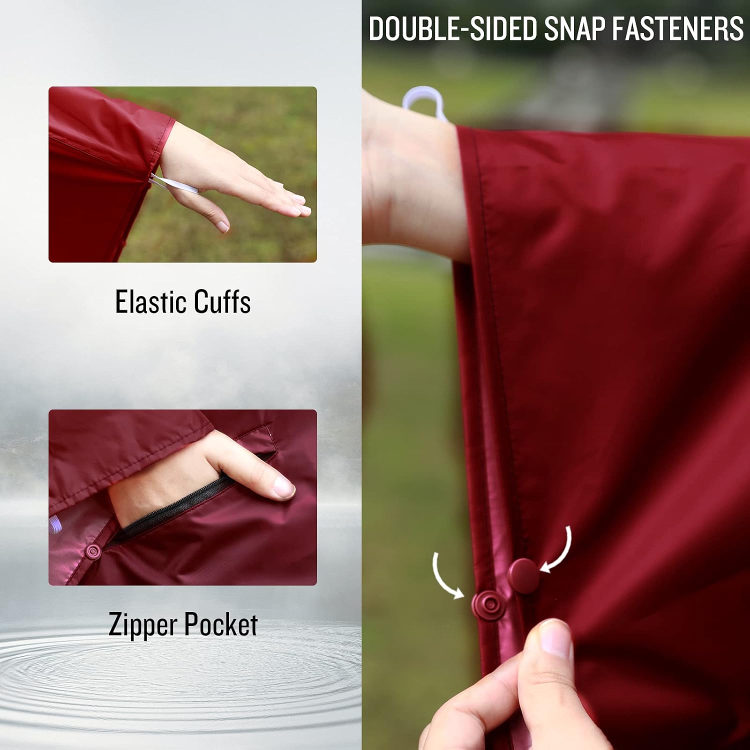 SaphiRose Unisex Rain Poncho Hooded Waterproof Raincoat for Adults Women Men