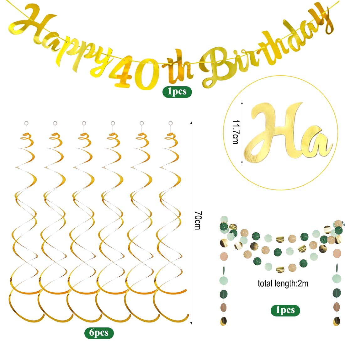 Confettis 40 Ans Vert Et Or - Lot 400 Pièces - Décoration Table Anniversaire - Pour Fête Et événement