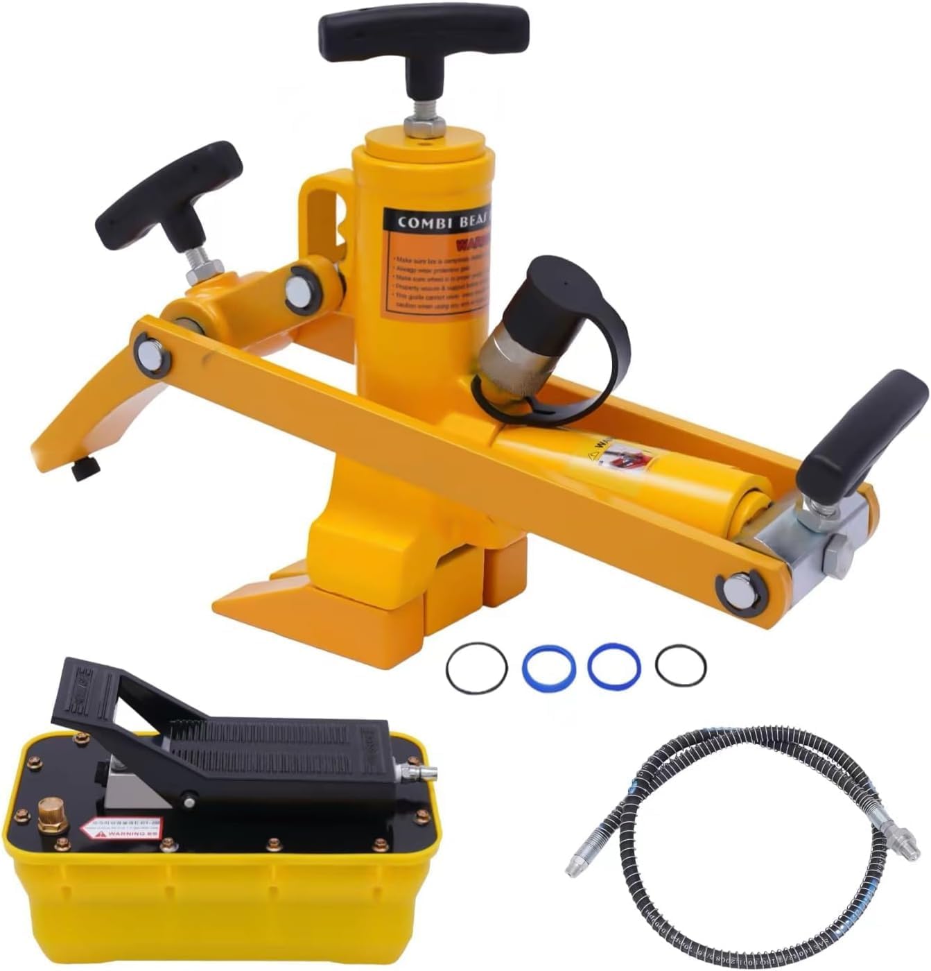 Bead Breaker, 10000PSI Heavy Duty Tire Bead Breaker Air Hydraulic Bead Breaker with Hydraulic Metal Foot Pump & Air Hose for Tractors Trucks (Hydraulic Bead Breaker + Hydraulic Foot Pump)