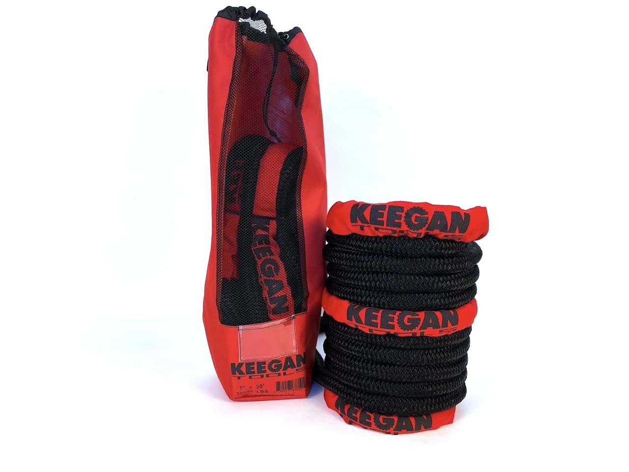 KEEGAN TOOLS1" x 30' Kinetic Recovery Rope 30,250 lbs Breaking Strength Tow Strap Kinetic Rope for Off Road, Jeep, Truck, Car, ATV, UTV, Snowmobile, Tractor, Strap