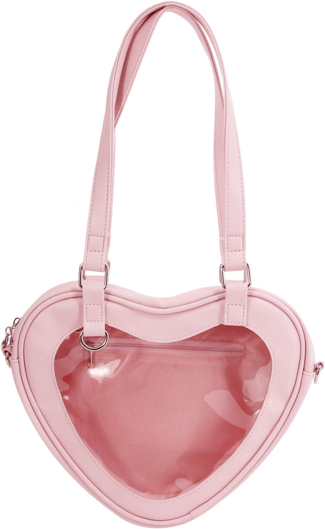 Segreto Clear Bags Heart Shape Leather Uniform Crossbody Bag Transparent Purse Handbag Tote bag Shoulder Bag