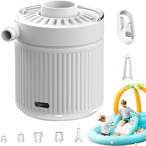 Miniatura 9 de Bomba de aire eléctrica  Inflador recargable, bomba portátil de llenado rápido, dispositivo de inflado ligero sin esfuerzo  Boquilla Multti