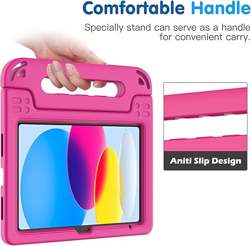 Miniatura 7 de TIRIN Funda para dispositivo eléctrico portátil para iPad de 10.9 pulgadas 2022, funda rosa con protector de pantalla integrado, soporte ligero a