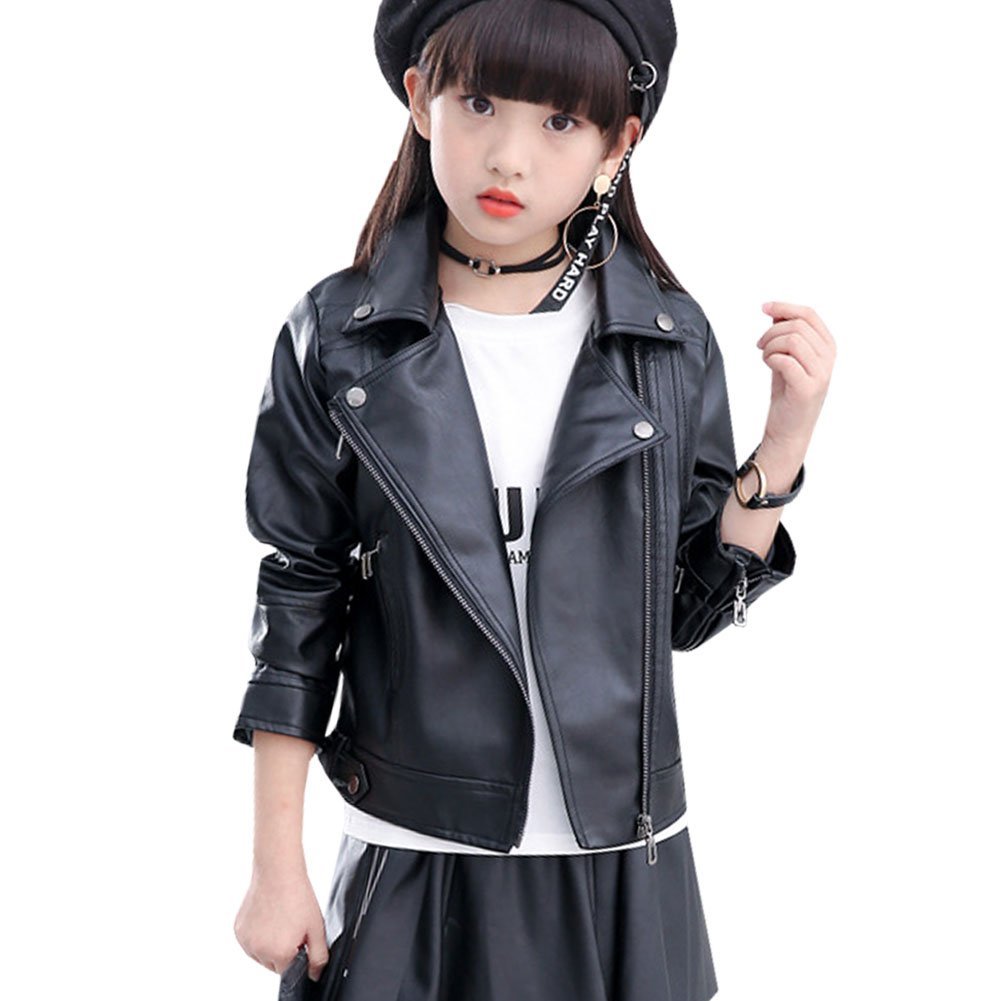 Veste en Simili Cuir Zipper Manteau Court Veste Blazer à Manches Longues