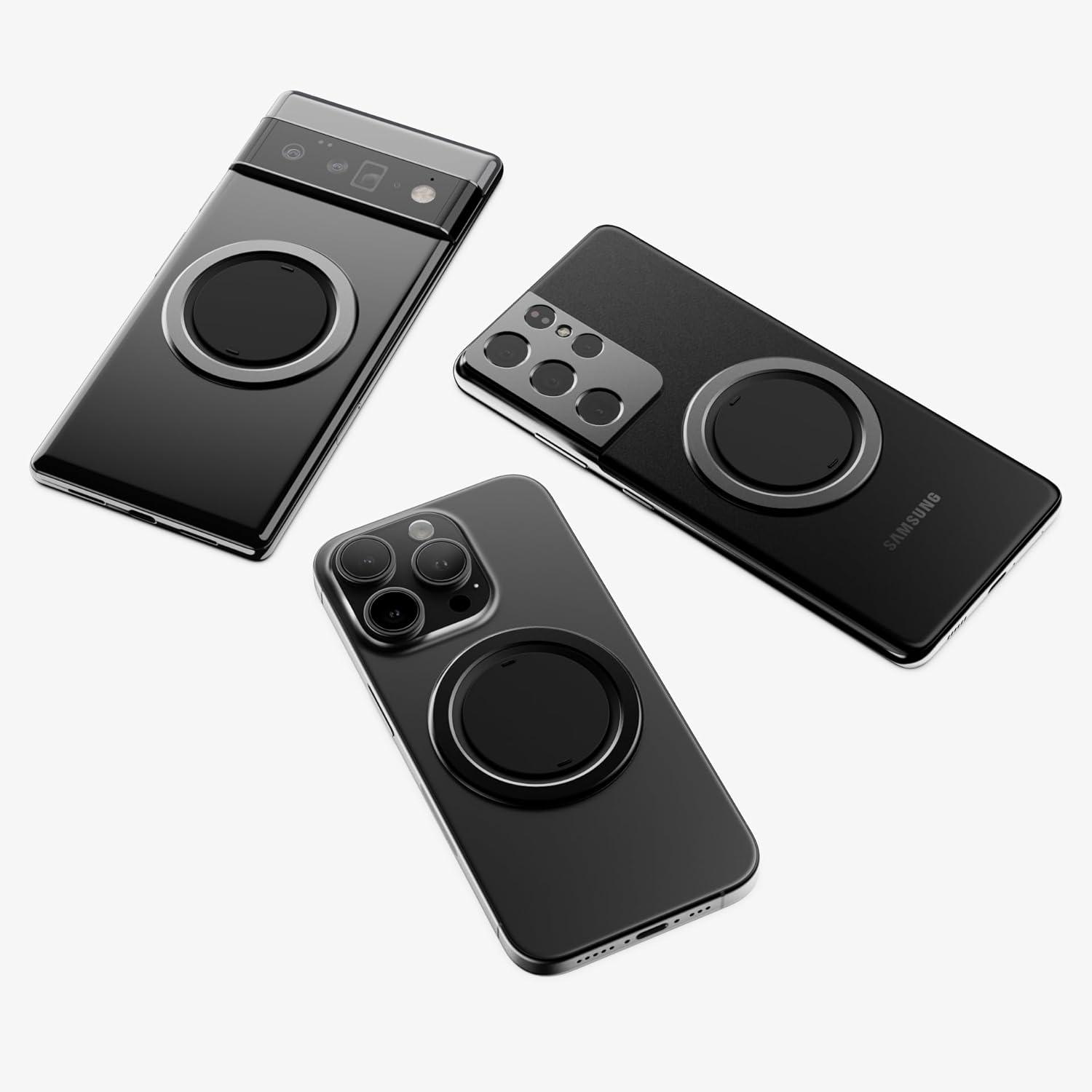 Snap 4 Luxe Ultra-Thin Magnetic Phone Grip & Stand - Fits Any Phone, Supports MagSafe - Obsidian Black by OhSnap