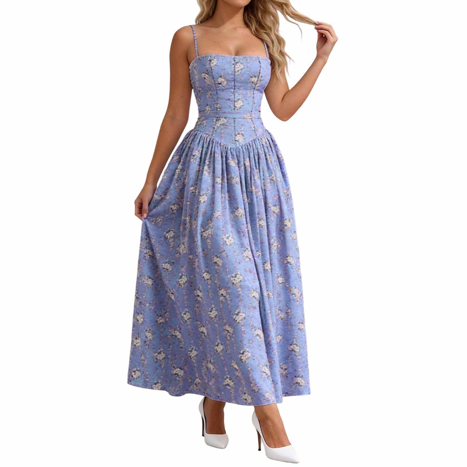 Robe d'été sans manches à imprimé floral et smocks à la taille