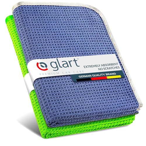 Glart 47TG Microfiber Towels 2-pack - XXL Car Drying Towels 70x40 cm - absorbent, lint-free, scratch-free - gentle drying for paintwork after hand wash - German quality brand.