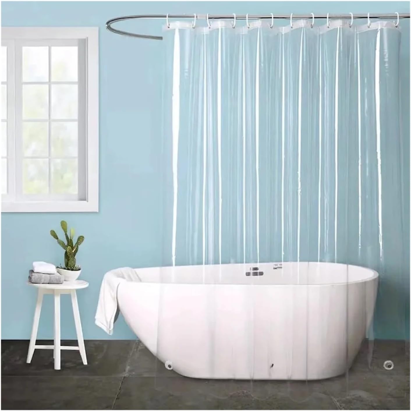 Shower Liner 1 Pc Clear Shower Curtain Liner with Hooks Metal Grommets Waterproof Shower Liner(180x200cm)