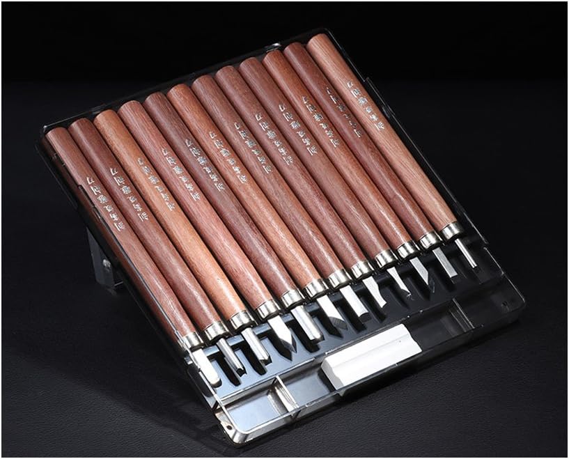 ELEOPTION DIY Wood Carving Knife Tools Set, Professional Sculpture Woodworking Crafting Tools for Art Craft Clay Carpentry with Carrying Case (12 Pcs)