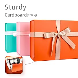 LIFELUM Gift Boxes Bulk, 13.85 x 8.35 x 4.45 inch 1 Pack Orange Gift Boxes with Lids Contains Card, Ribbon, Shredded Paper Filler Gift Boxes for Birthdays, Baby Shower, Bridal Gifts,Weddings