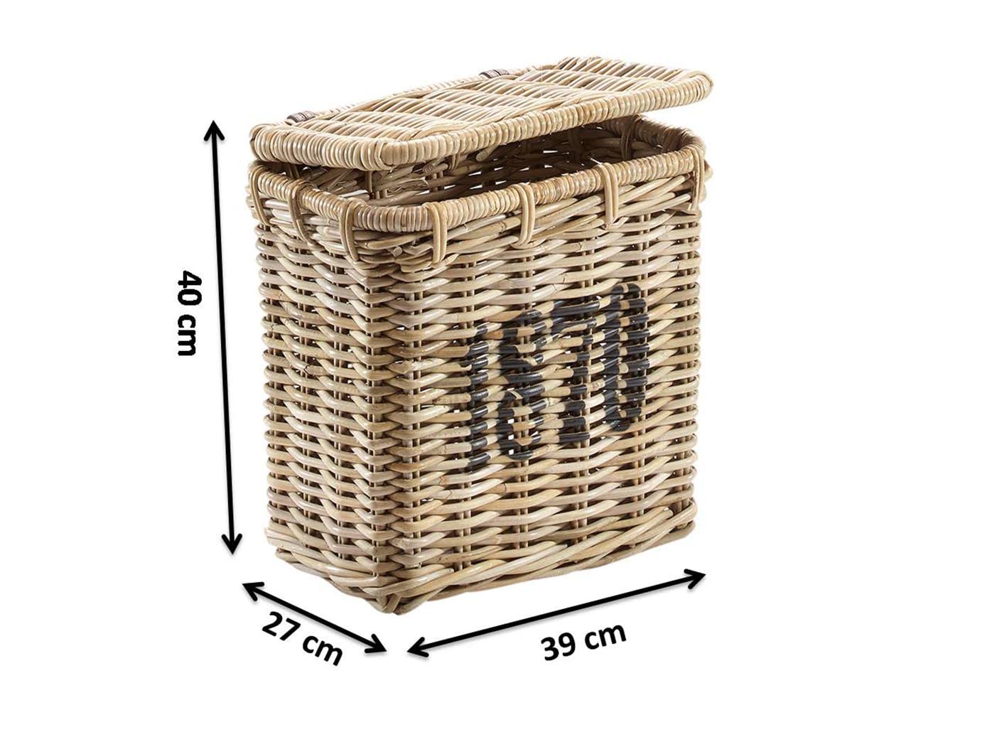 Kobolo Aufbewahrungskorb aus Rattan mit Deckel 39x27x40 cm Grau