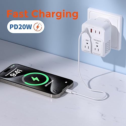 Miniatura 5 de Convertidor de voltaje de 2000 W de EE. UU. a Europa para secadores de pelo, convertidor 7 en 1 de 220 V a 110 V para viajes europeos con 3 puertos