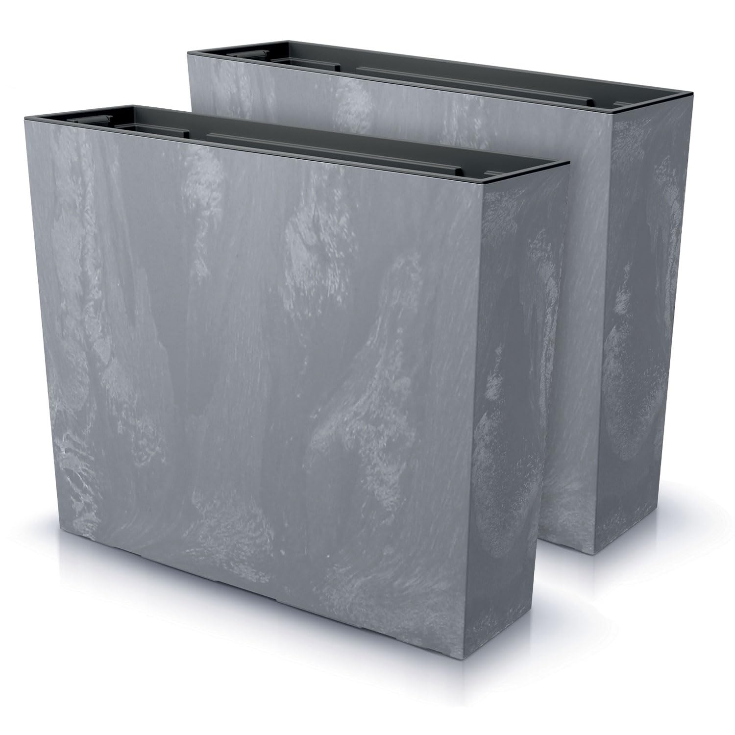 IMJ-Global - Pot de Fleur Interieur Exterieur Beton Effect (58x18x 49,8 cm - 44 litres) Bac Plastique Rectangulaire pour Plante. Pots de Fleurs pour Décorer la Maison ou être Exposé à l'Extérieur