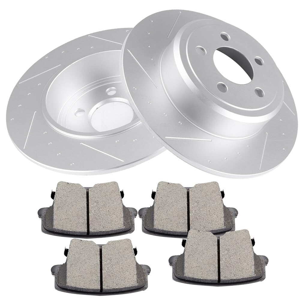 BRAKEUS 5 Lugs Rear Brake Rotors and Pads Kits Replacement For Chrysler 300 2005-2018,For Dodge Challenger 2009-2018,For Dodge Charger 2006-2018,For Dodge Magnum 2005-2008