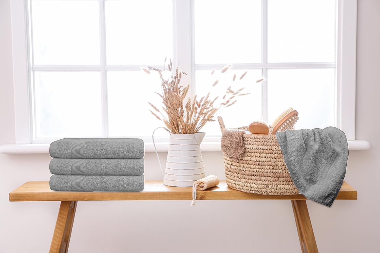 Premium Hand Towels Pack of 6 (16" x 30”) 100% Combed Ring Spun Cotton | Highly Absorbent Hand Towels Set | Ultra Soft for Home, Gym & Spa (Silver Grey) - Image 9