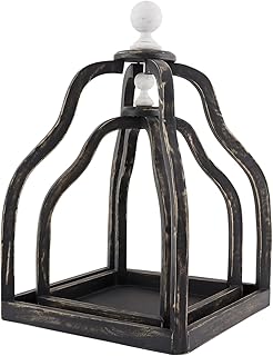 Mud Pie Black Wood Lantern, Black, Small 14.5