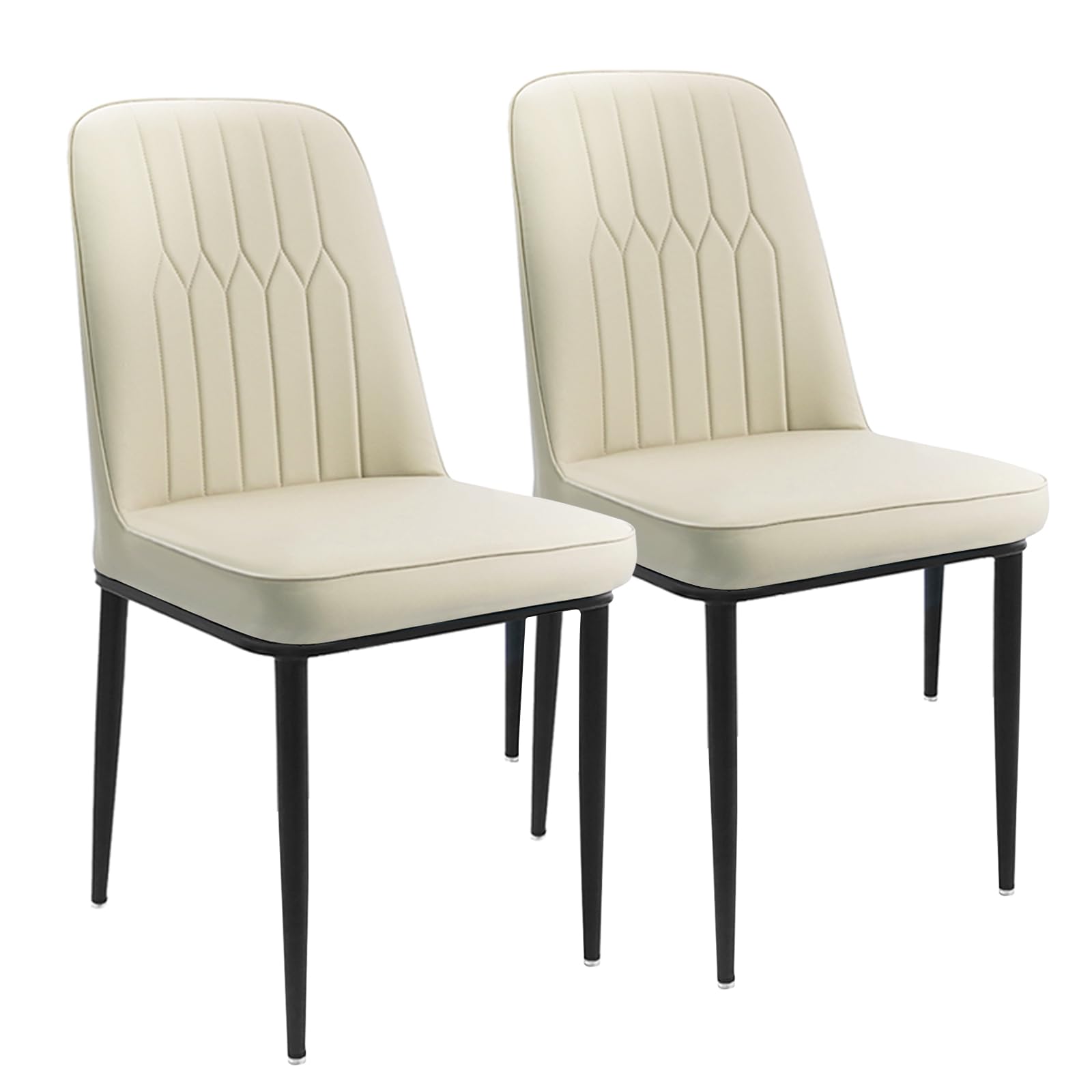 Durrafy Esszimmerstühle 2er Set aus Kunstleder, Gepolsterte Küchenstühle mit Hoher Rückenlehne, Moderne Polsterstühle mit Metallbeinen, Robuste Esszimmerstühle für Esszimmer Küche Wohnzimmer, Creme
