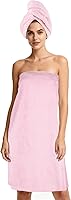 Vista 11 de Super Absorbent Quick Dry Spa Bath Wrap Shower Skirt and Hair Drying Turban - 2pc Set (One-Size, Black)