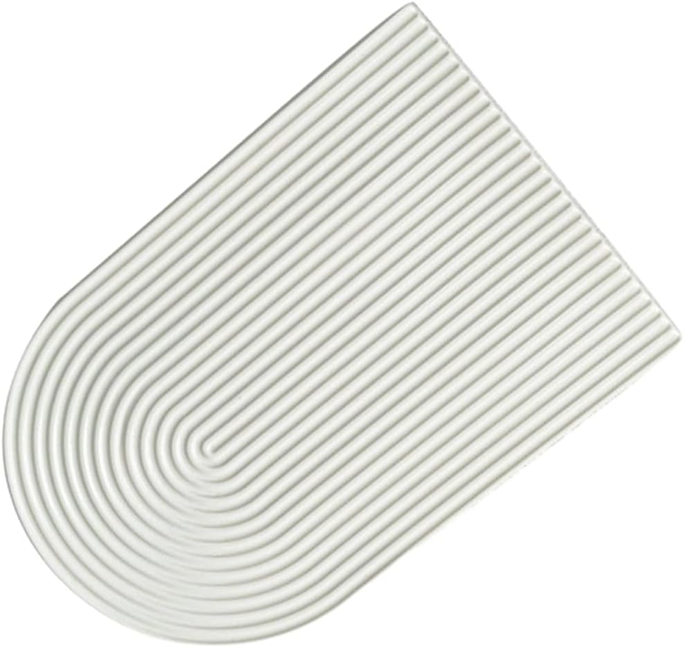 Simple Ceramic Striped Dessert Plate Restaurant Hotel Home Ceramic Long Plate-White