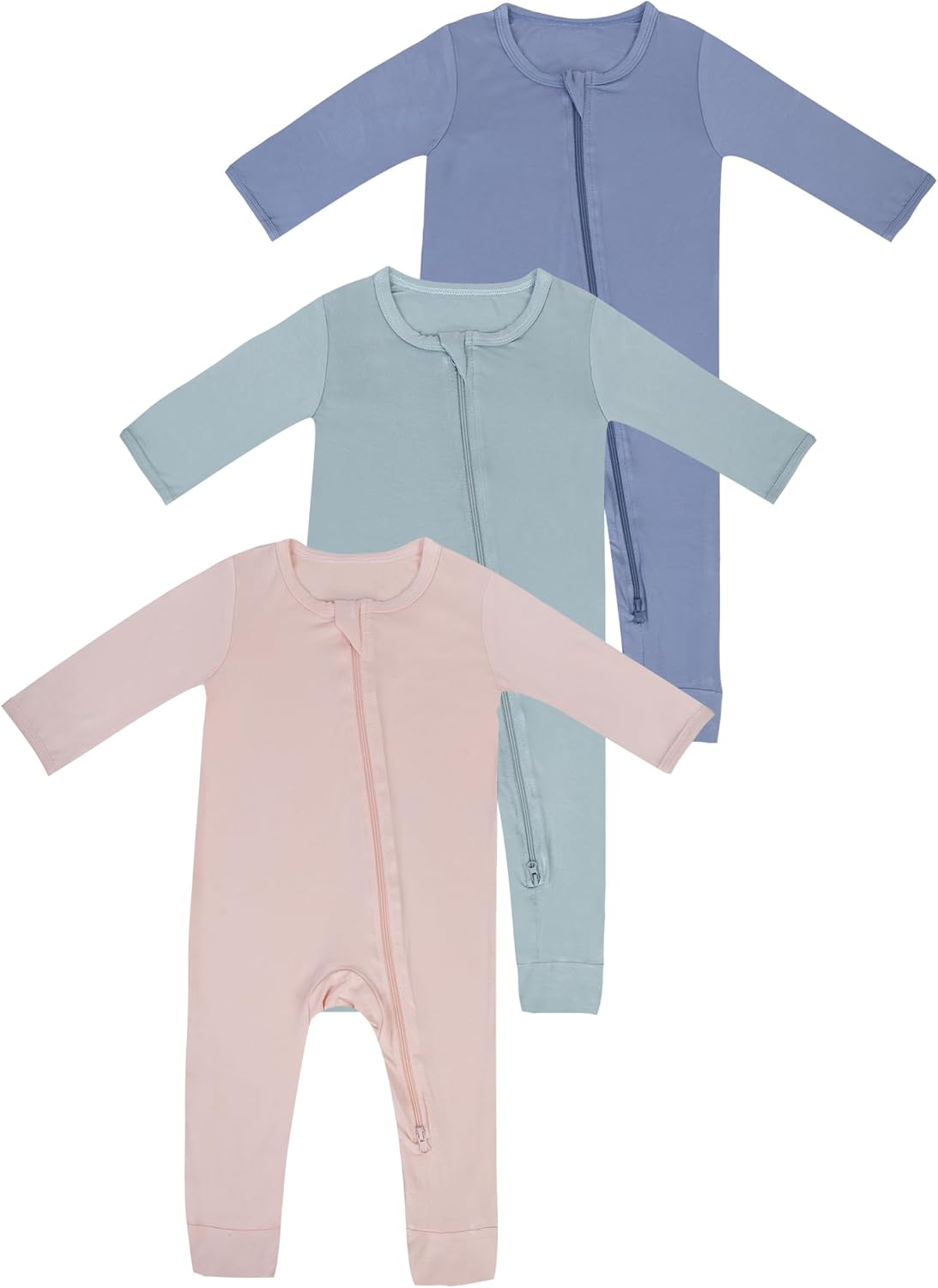 Baby Boys Girls Rayon Footless Long-Sleeve One-Piece Romper Baby Jumsuit Newborn Clothes 3-Pack