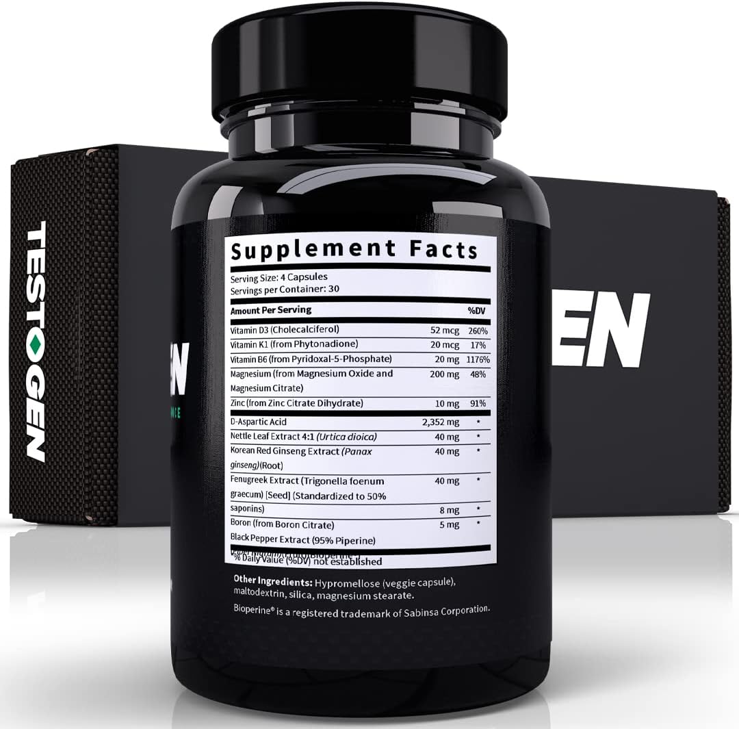 TestoGen Booster for Men - Natural Male Supplement to Combat Low Energy, Fight Fatigue, Support Weight Control & Boost Muscle Growth - 5-Month Supply