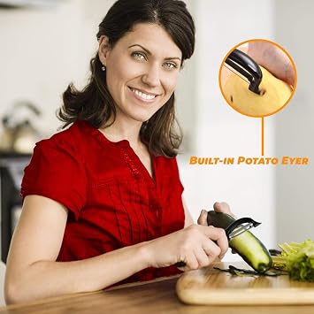 Swivel Vegetable Peeler Ultra Sharp Stainless Steel Blade with Soft Grip Handle Ideal for Left or Right Handed Use Perfect for Peeling Fruits, Potatoes, Carrots, Apples Black