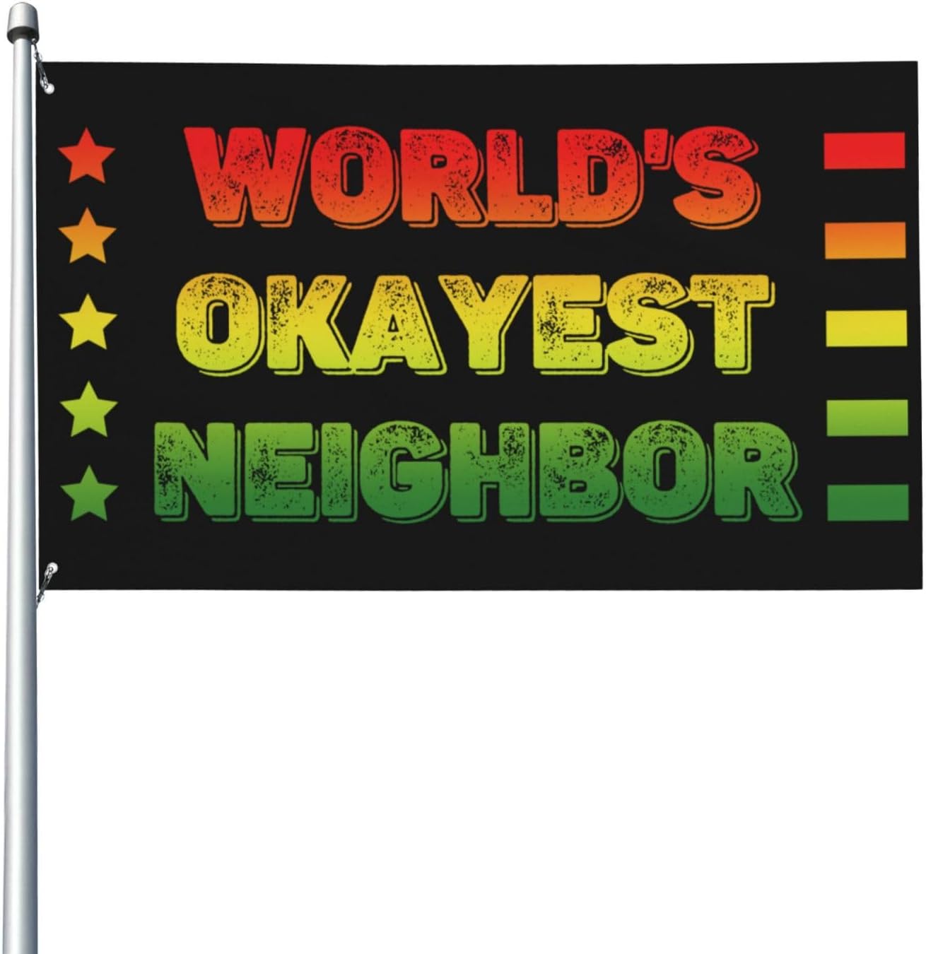 Worlds Okayest Neighbor Funny 3x5 Ft Outdoor Decorative Banner Flag With UV Fade Resistant Fabric