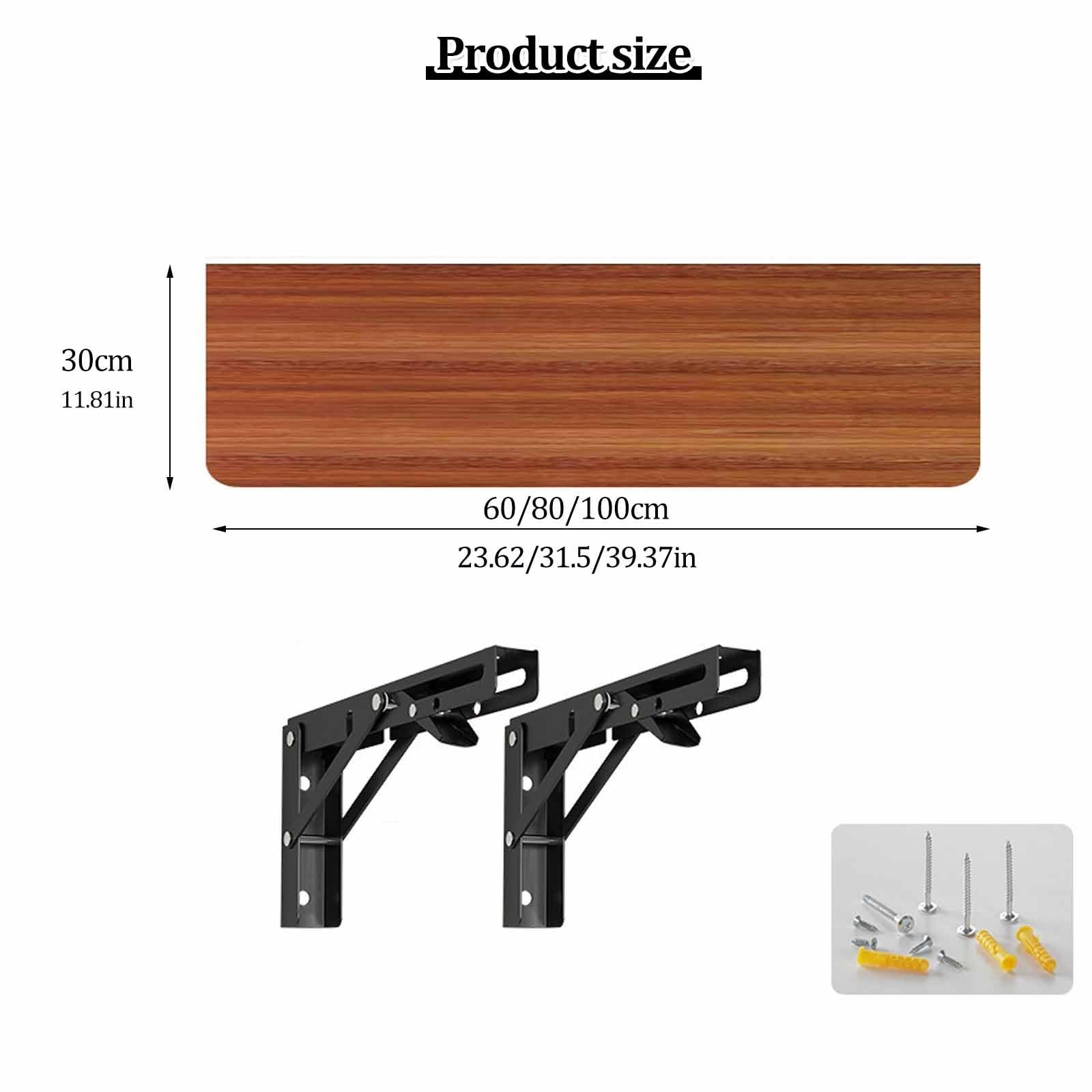 Banco de trabajo plegable montado en la pared con soportes de estante, mesa de hojas caídas para garaje, taller, oficina