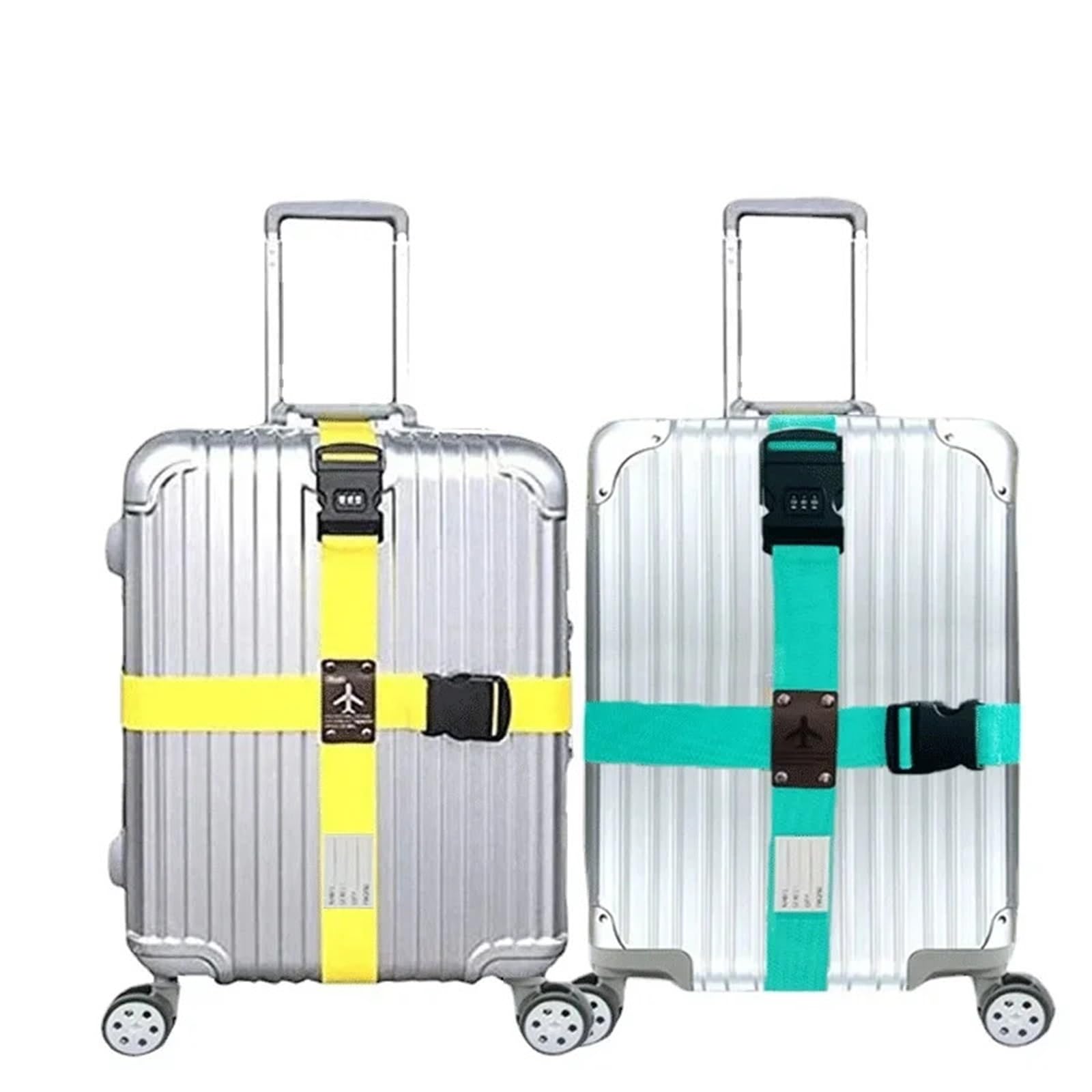 cinghie per bagagli Cinghie for bagagli, cinghie for valigie, for imballaggio incrociate, lucchetto con password, fisse, accessori(Green with lock)