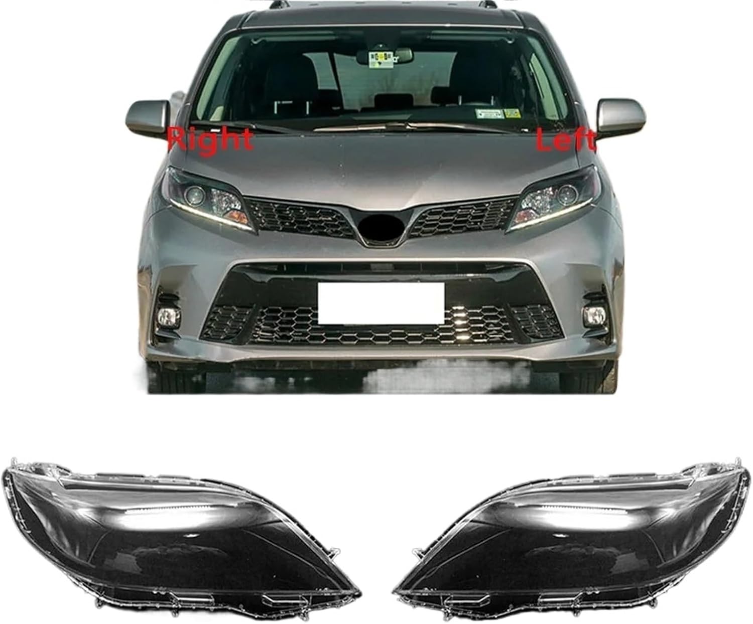 Compatible for Toyota for Sienna 2016~2018 Plexiglass Front Headlamp Cover Transparent Lampshade Lamp Shade Headlight Shell(Left)