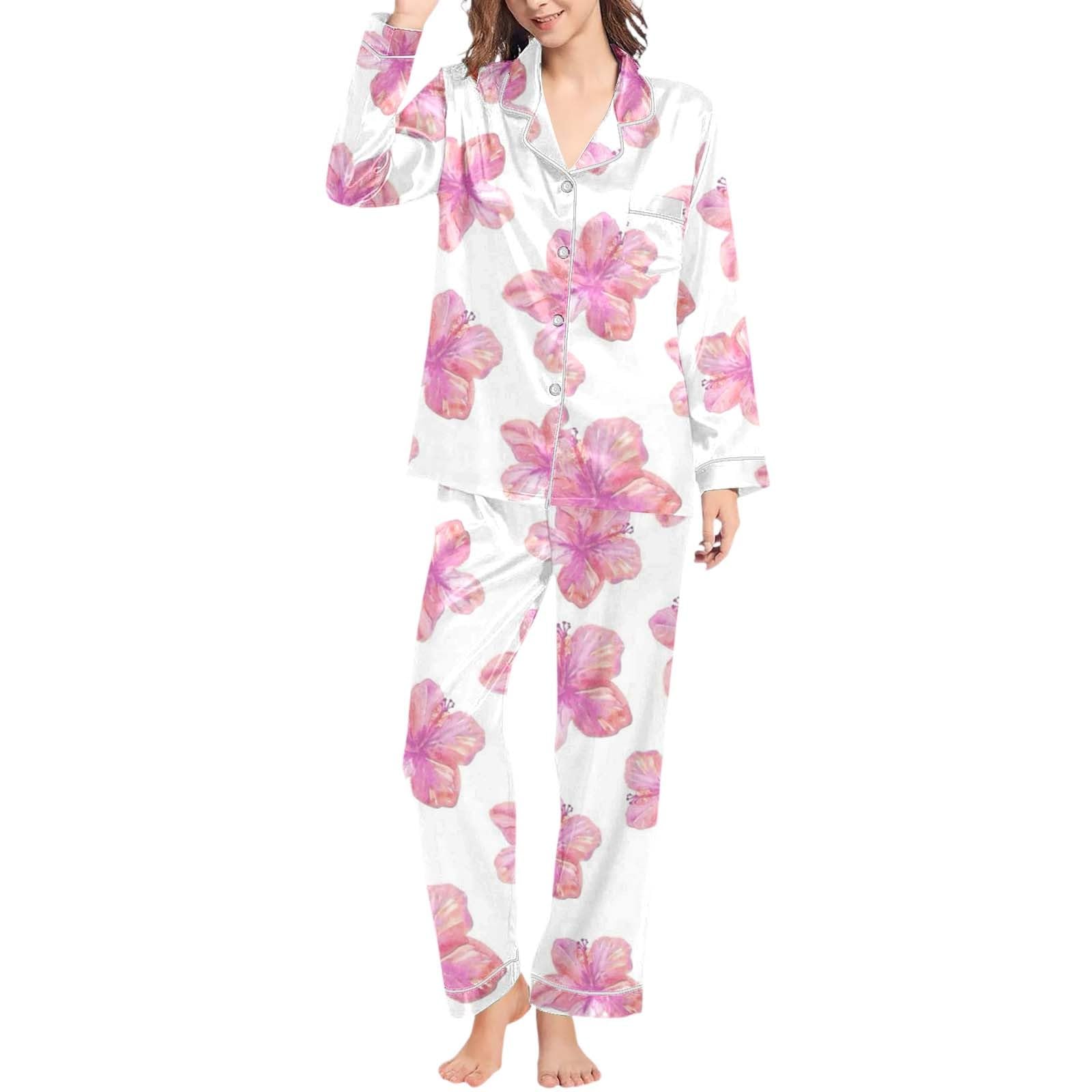 Generisch Pigiama da donna, pantaloni lunghi, set di biancheria da notte, morbido, confortevole, biancheria da notte con scollo a V, loungewear, pigiama carino