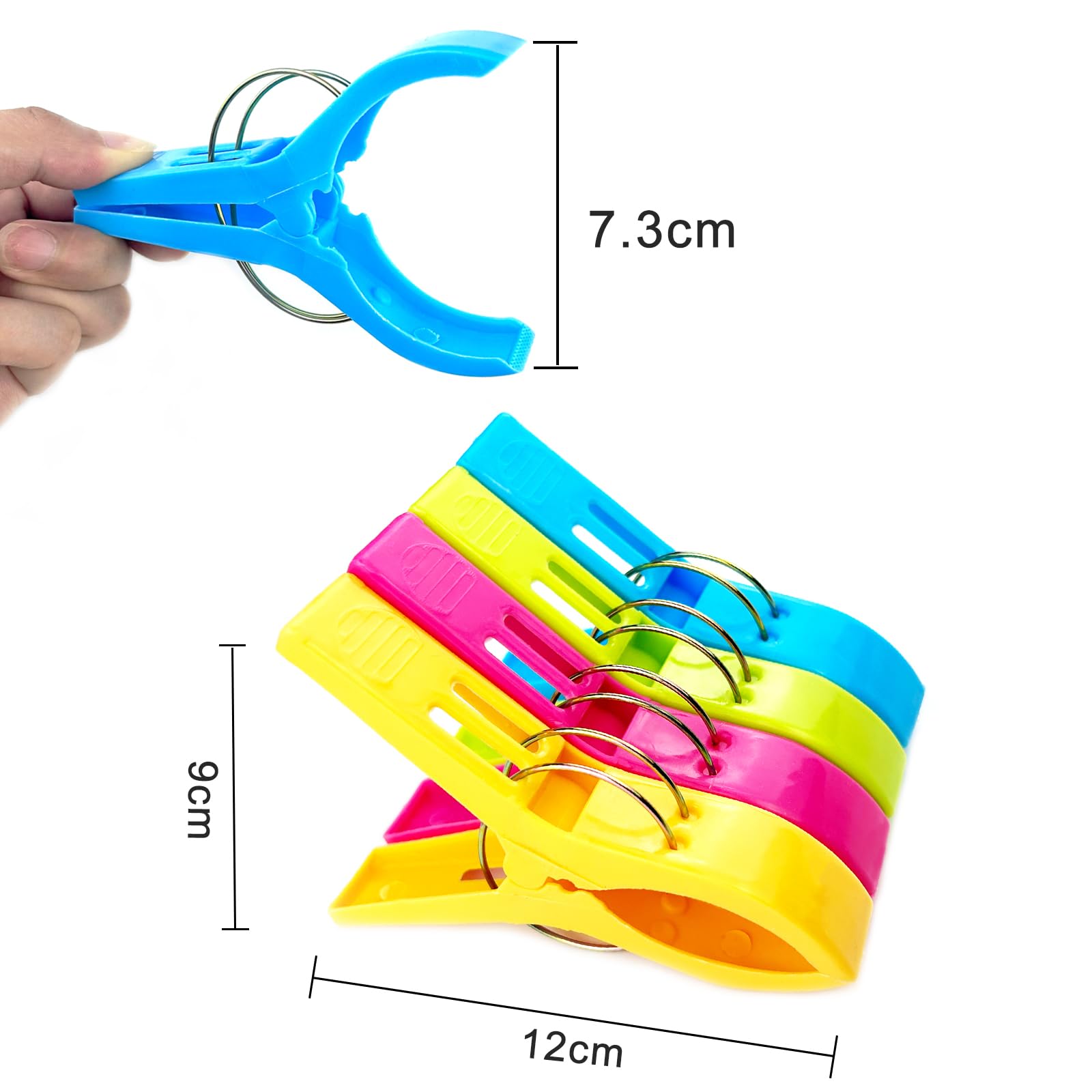 8 Pezzi Mollette Per Bucato Mollette per Bucato Grandi, Mollette Panni Mollette per Telo Mare Pinze per Asciugamano Spiaggia, Clip per Lettini da Spiaggia Antivento Lavanderia Pioli per Lettini