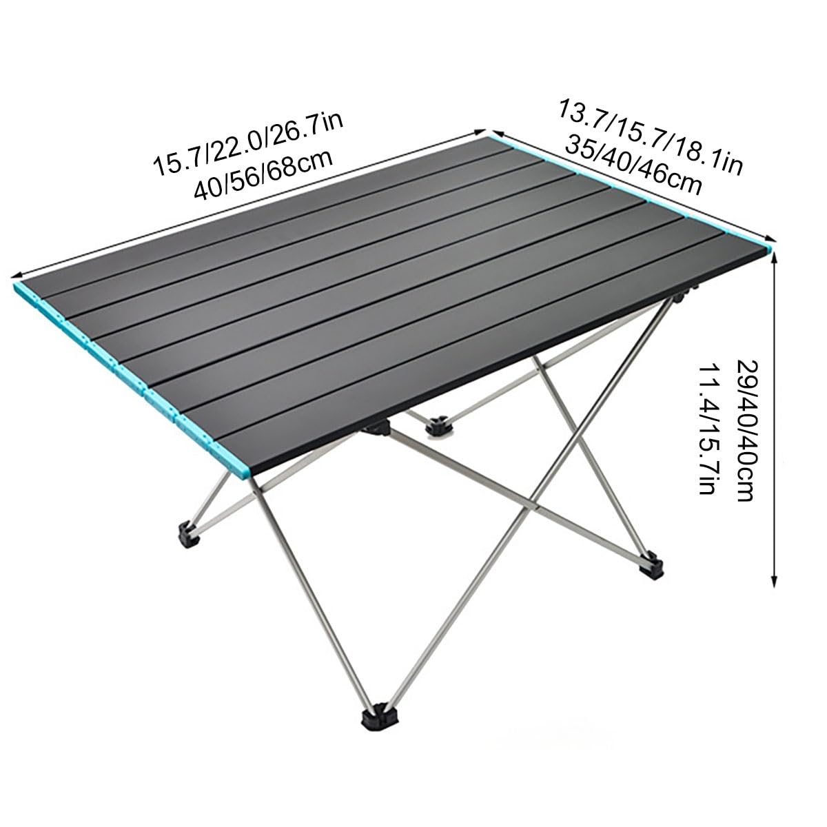 Generisch Tragbarer Klapptisch – Höhenverstellbar, ausziehbar, leichtes Aluminium, kompaktes Design, platzsparend für Picknick, Camping, Reisen und Essen