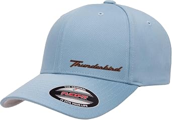 Ford Thunderbird Logo Side Panel Leather Patch Laser Engraved Flex 6277 Athletic Baseball Fitted Hat Cap