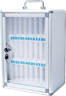 24/36/48 Slots Cell Phone Locker Box Aluminum Alloy Icon With Numbers Phones Storage Cabinet For Cell Phones Wall-Mounted With A Locked Can Be Carried By Hand (Color : Silver, Size : 24)