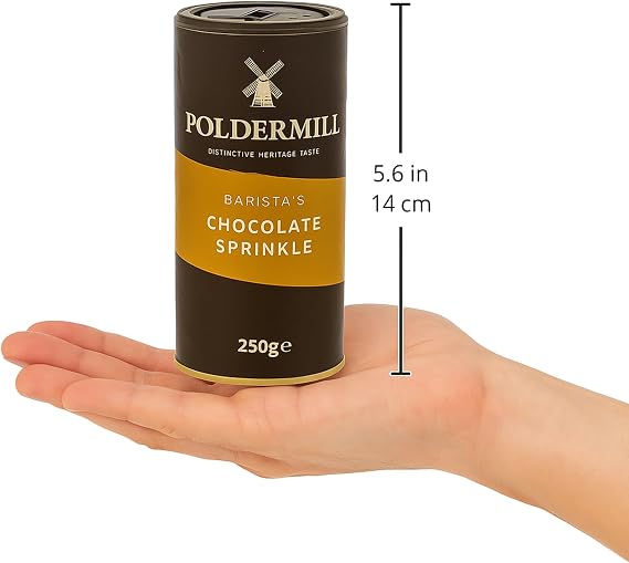 Poldermill 2‑Pack Chocolate Sprinkler Shaker – 2 × 250 g Barista‑Grade Cocoa Dust – Vegan, Nut‑Free Coffee Topping for Lattes, Cappuccinos, Hot Chocolate & Desserts - Avalo Supplies