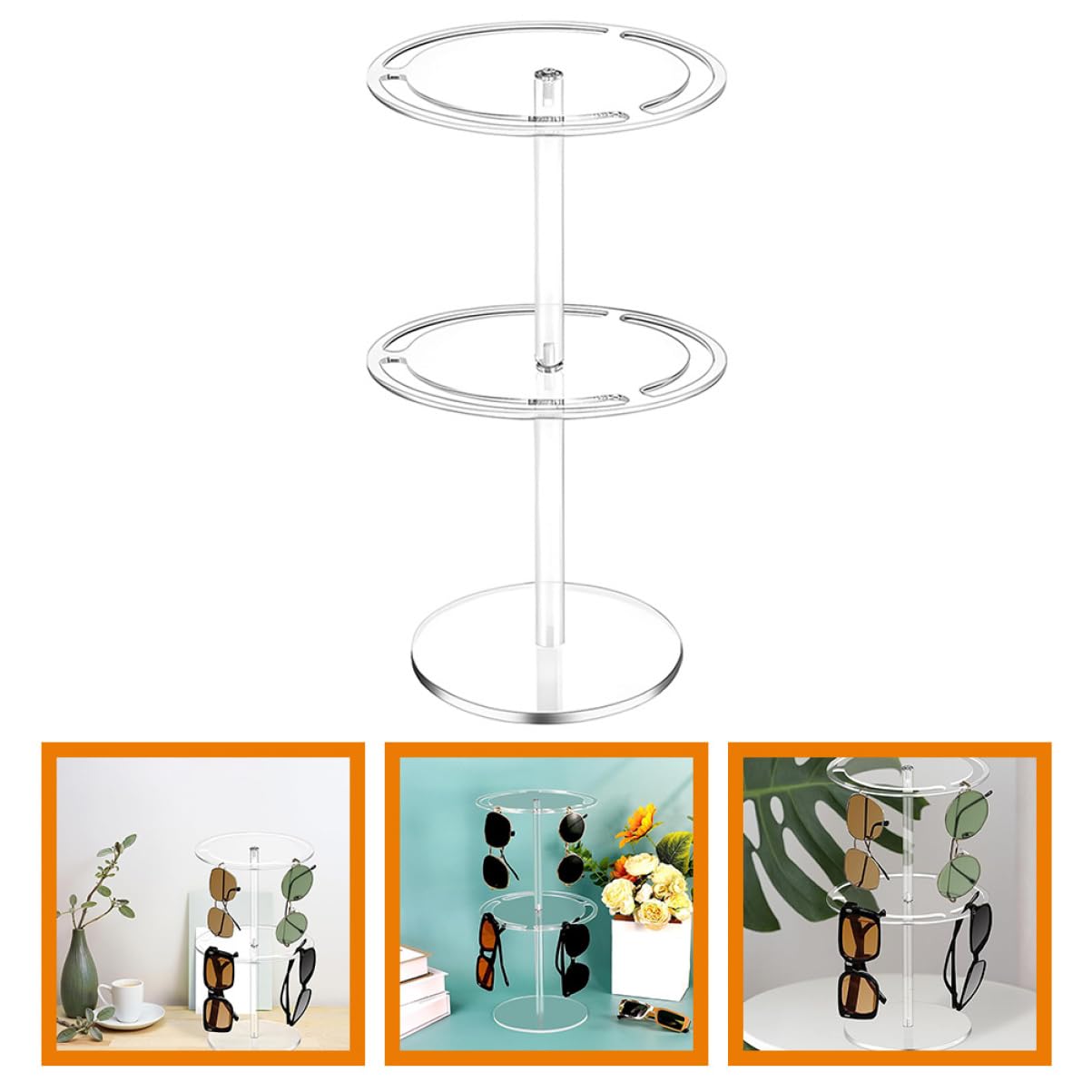 CHILDWEET Expositor De Gafas Transparente De Acrílico Estante para Gafas De Sol De Doble Organizador De Escritorio para Exhibir Casa o Tienda