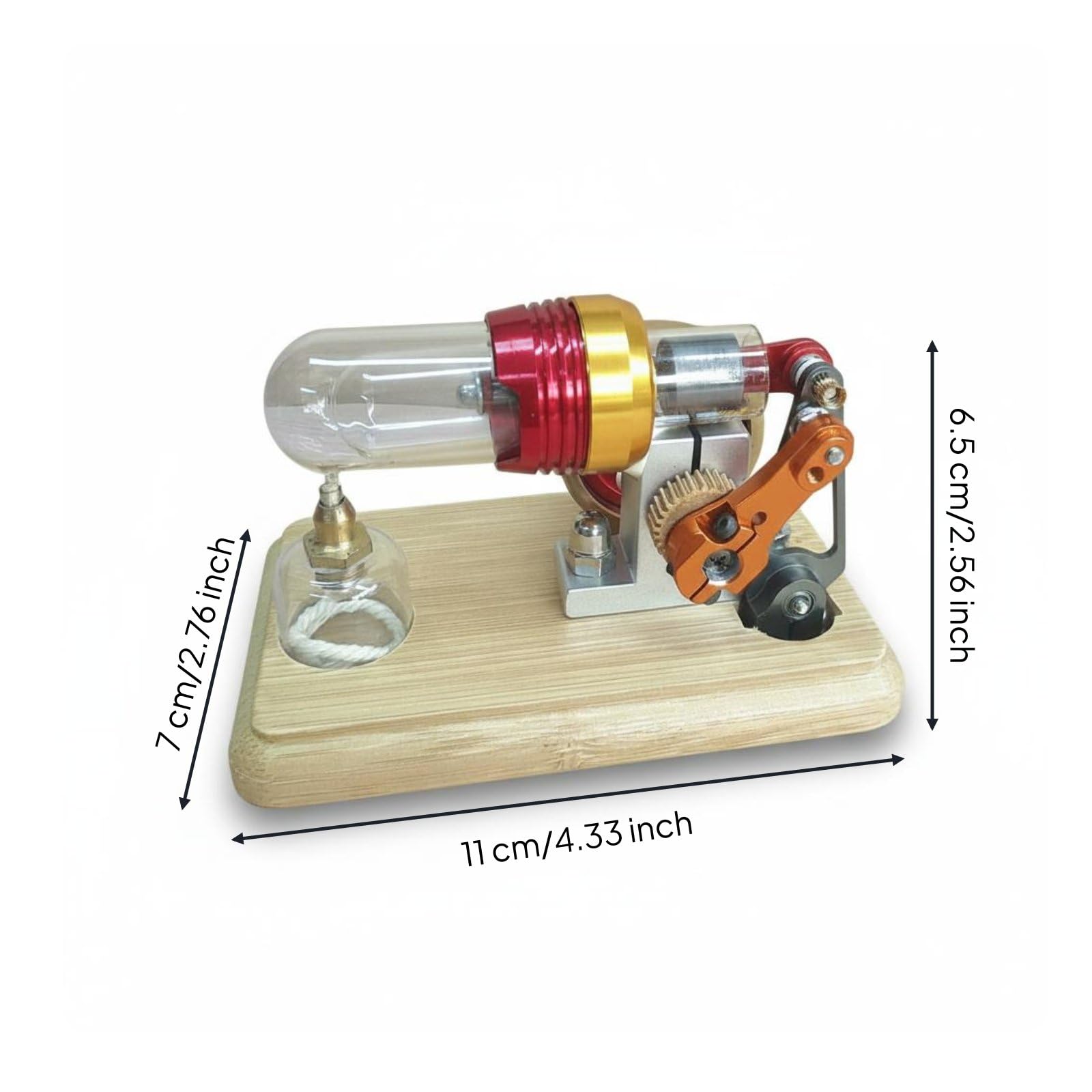 Milageto Physik Experiment Motor Stirlingmotor Demonstrationsmodell Lernkit Energieumwandlung Wärme zu Arbeit Präzisionsfertigung mit Metall Komponenten