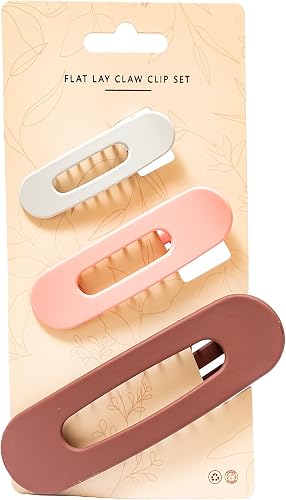 Flat Lay Claw Clip Set | 3PC | Matte Neutral Tones | Open Oval Hair Claw Clips