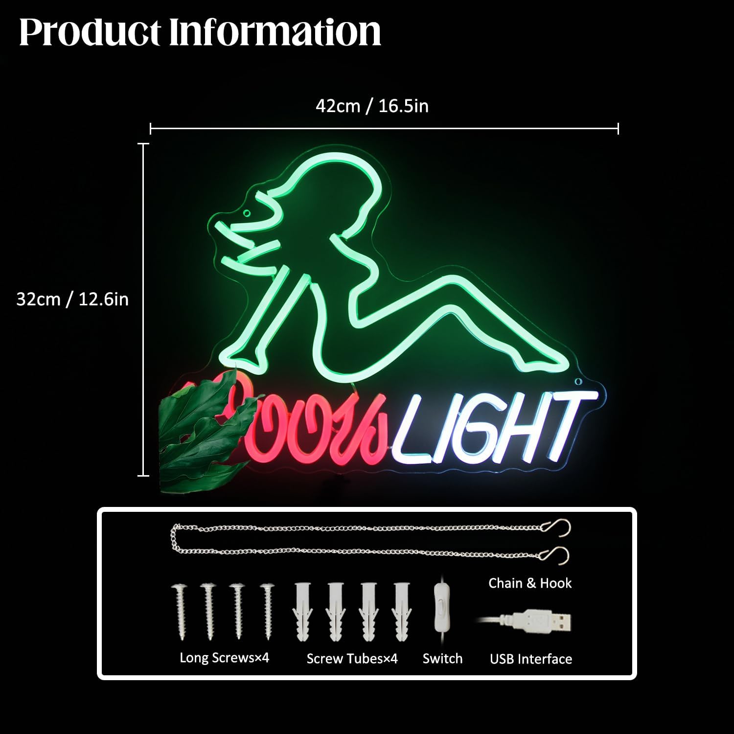 Crs Light Neon Sign Beer LED Signs for Man Cave Bar Decor Green Lady LED Neon Lights Signs Bar Neon Sign Wall Art Neon Light for Bedroom Beer Pub Man Cave Restaurant Party Decor - Image 2