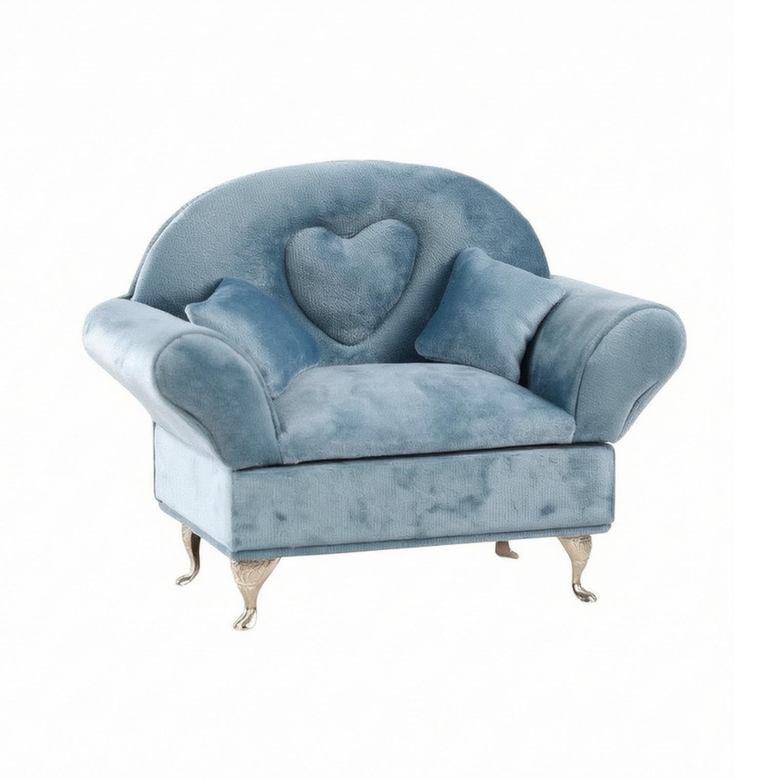 Sofa Jewelry Box Decorative Miniature Sofa Jewelry Box Cushioned for Girls, Teens, Dresser, Vanity, Bedside Table Blue-image-1