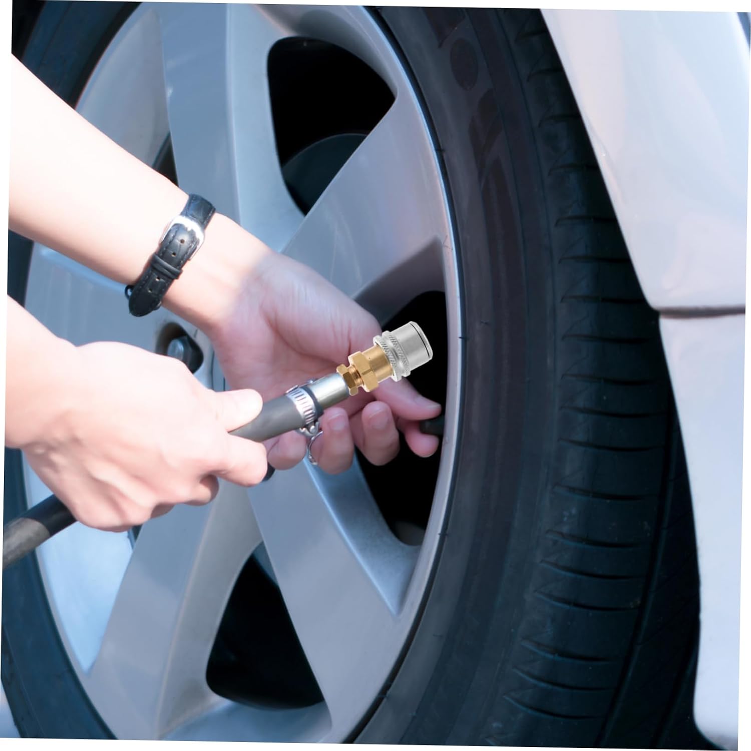 Ciieeo Locking Tire Inflator Chuck Brass Tire Air Chuck Adapter for Air Compressor Nozzle Anti-Leak Design