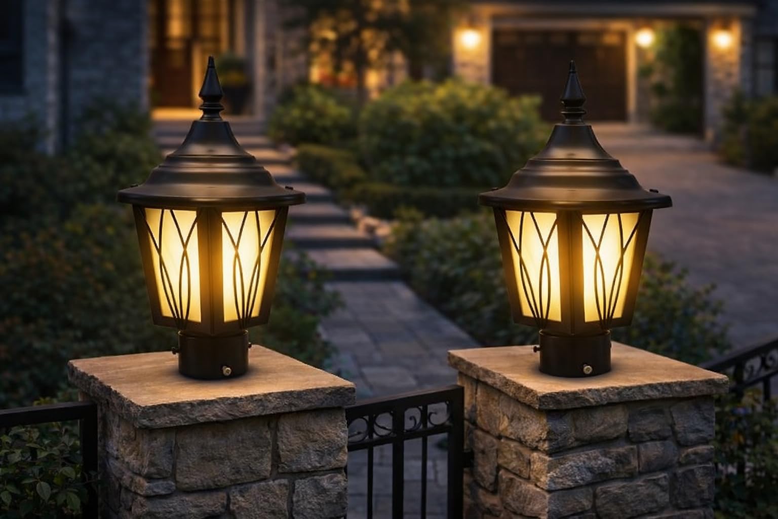 OJIT LIGHT DECORATION Premium Outdoor Waterproof Classic Lantern Style Pillar Gate Light (Pack of 2) Garden Lamp Outdoor Lighting for Home Entrance, Boundary Gate, Lawn & Pathway (Without Bulb)-image-33